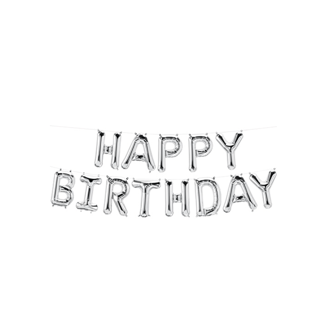 BASHES. Happy Birthday Letter Balloon Set (Silver)