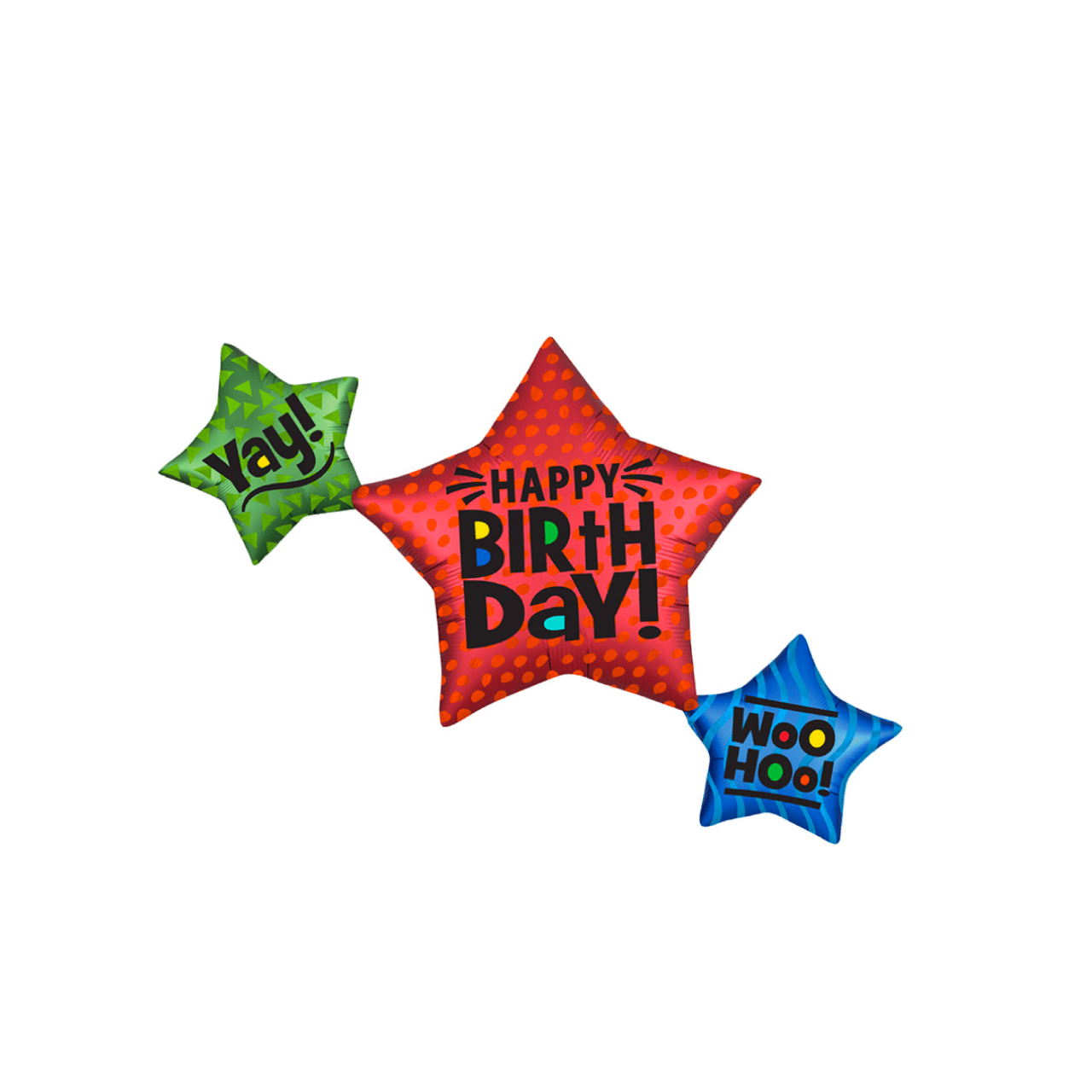 BASHES. Triple Star Happy Birthday Balloon
