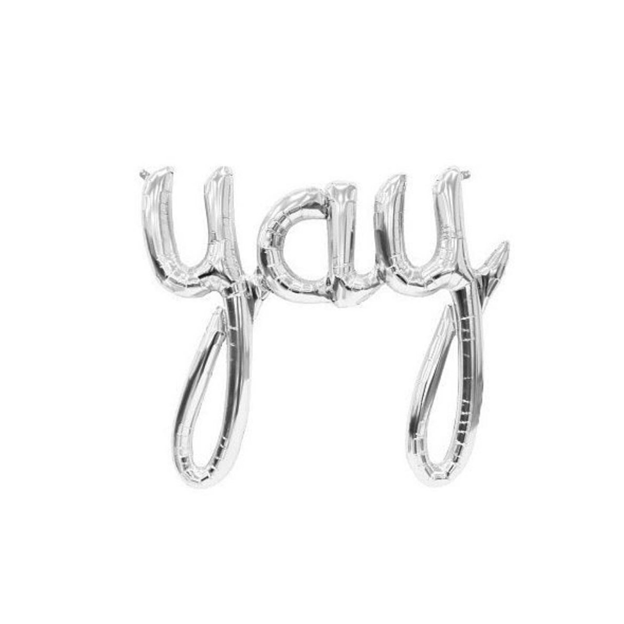 BASHES. 'Yay' Script Balloon (silver)