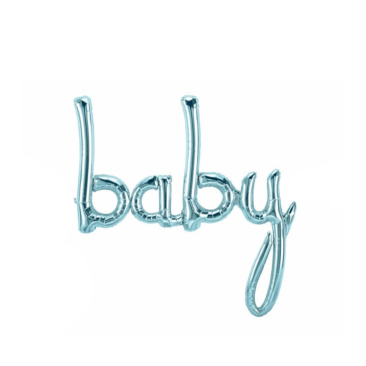 BASHESDC Balloon Pale Blue 'BABY' Script Balloon