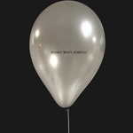 Silver balloon with 'Bashers Party Company' text on a black background