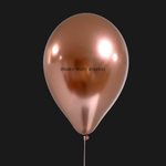 Rose gold balloon with 'Bashes Party Company' text on a black background