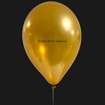 Gold balloon with 'bashes party company' text on a black background