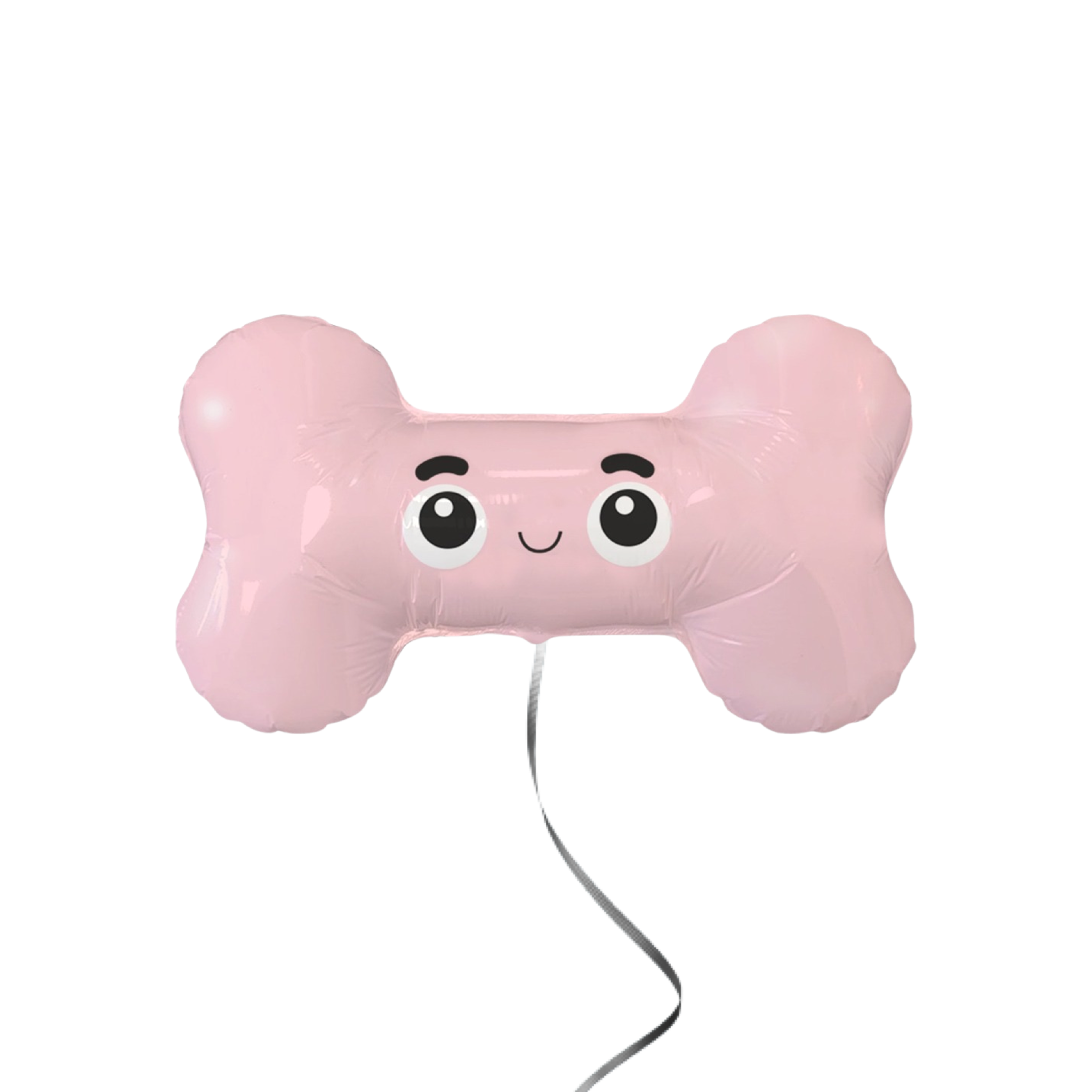 smiley face bone balloon available in light pink and light blue