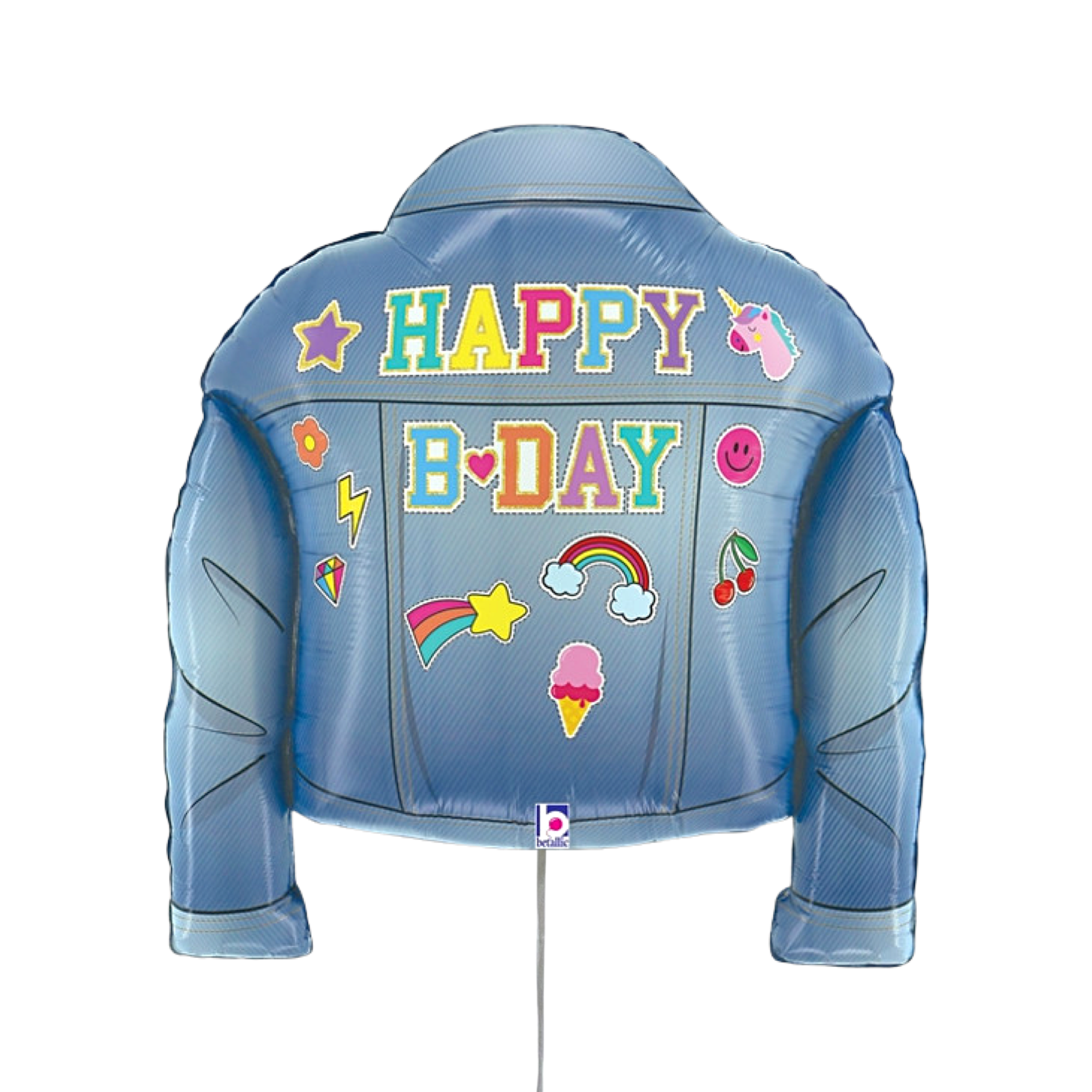 BASHES. Balloon Happy Patches Denim Birthday Balloon