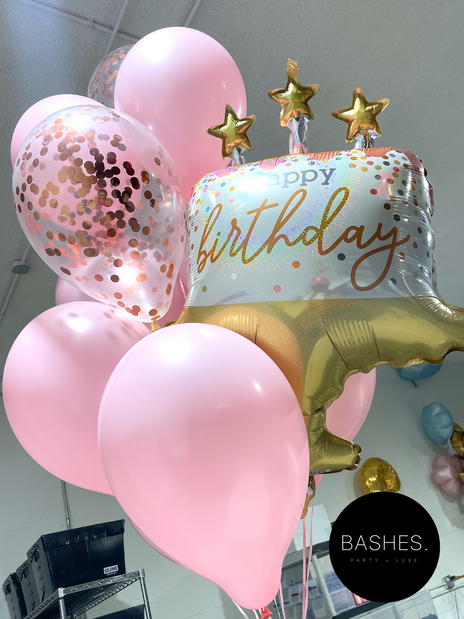 BASHES. Balloon Rose Gold Birthday Cake Balloon