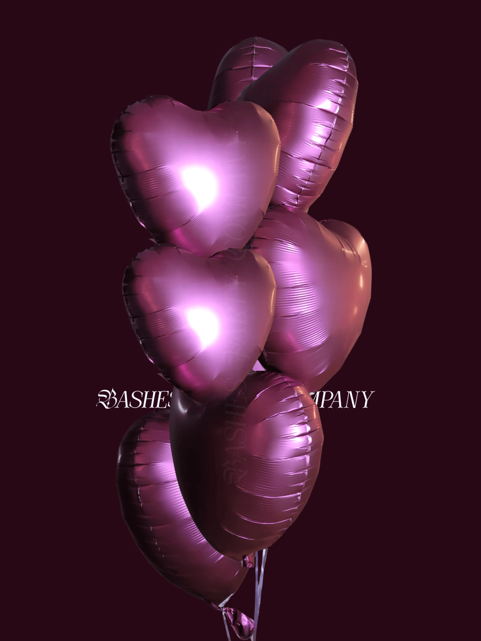 BASHES. Balloon Set The Satin Plum Heart Balloon Bundle