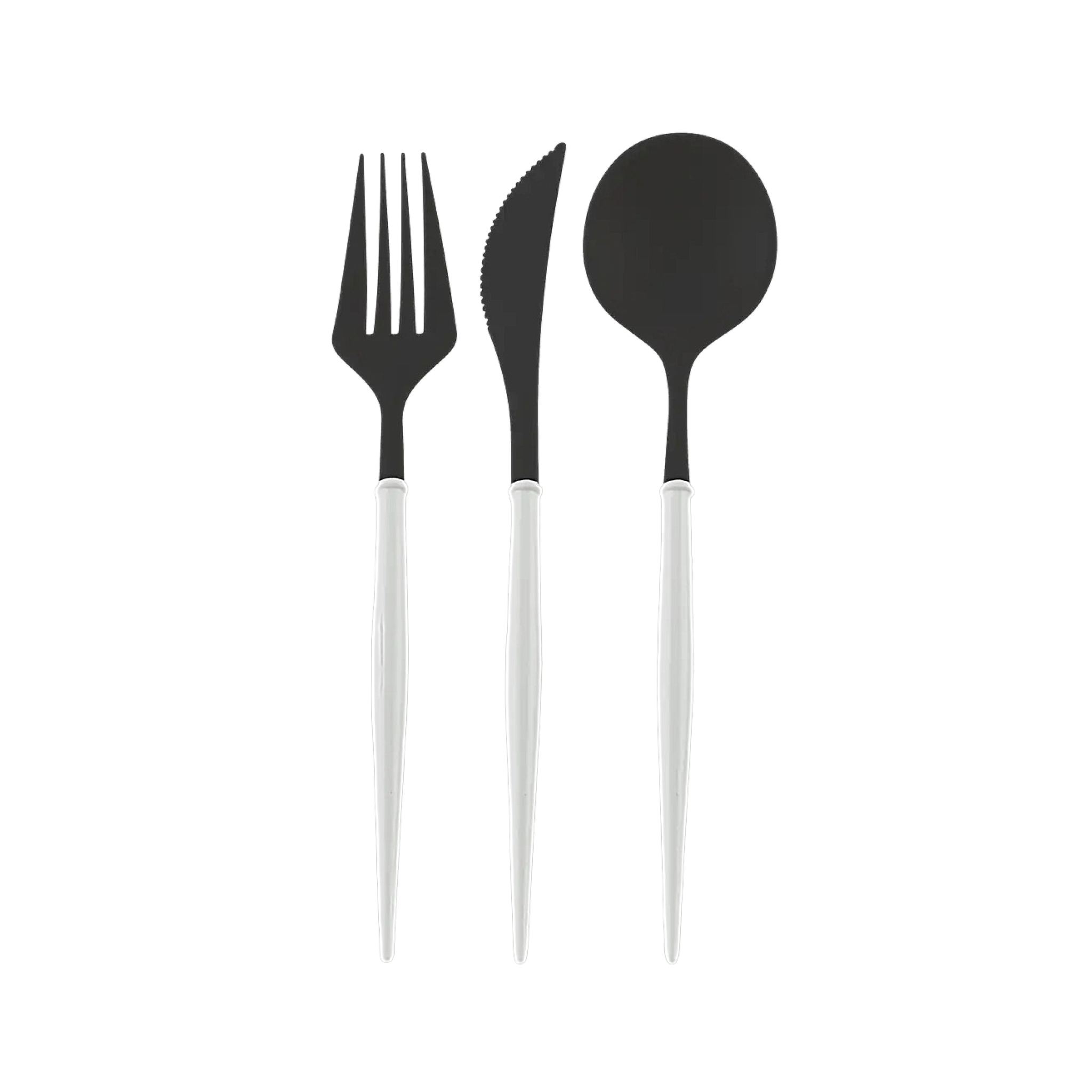 BASHES. Disposable Cutlery Modern Cutlery Set (Black/White)