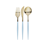 BASHES. Disposable Cutlery Modern Cutlery Set (Gold/Light Blue)