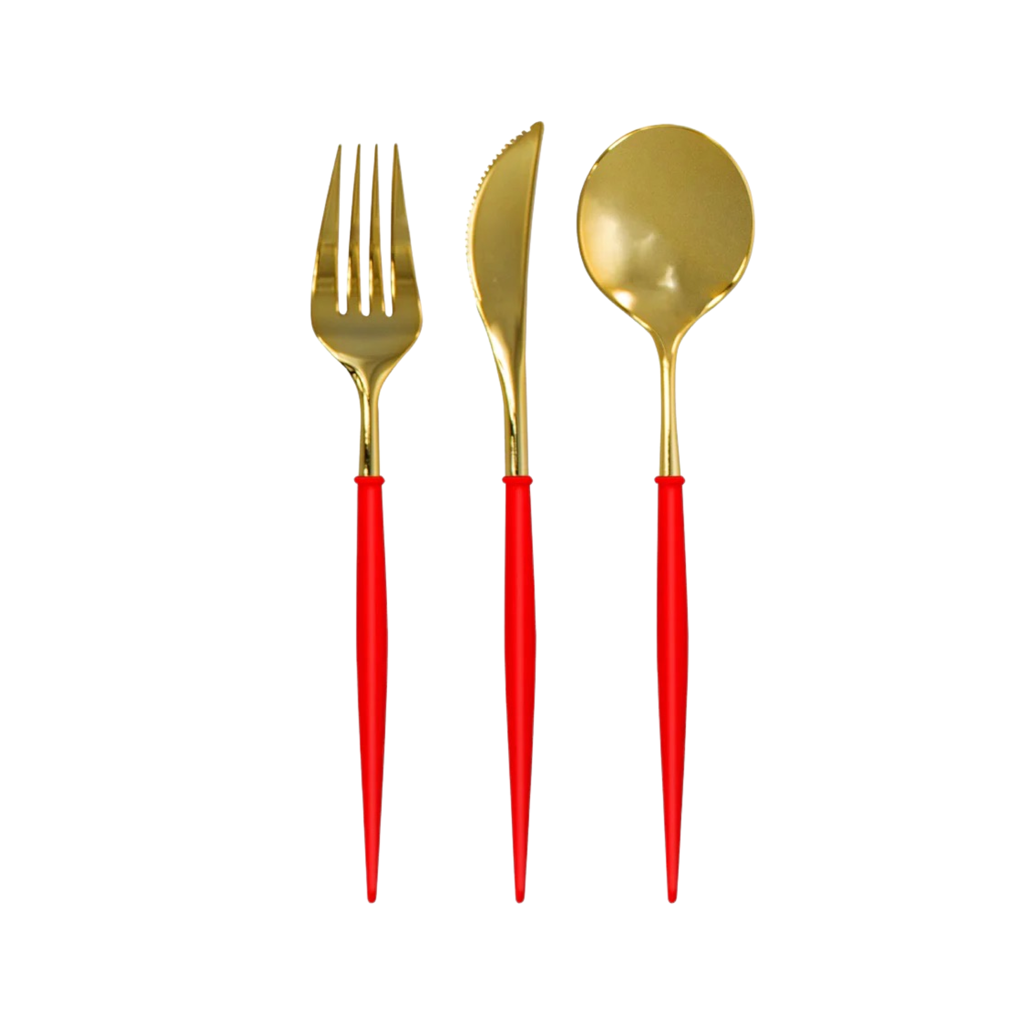 BASHES. Disposable Cutlery Modern cutlery Set (Gold/Red)