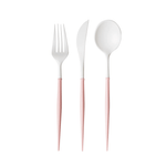BASHES. Disposable Cutlery Modern Cutlery Set (White/Light Pink)