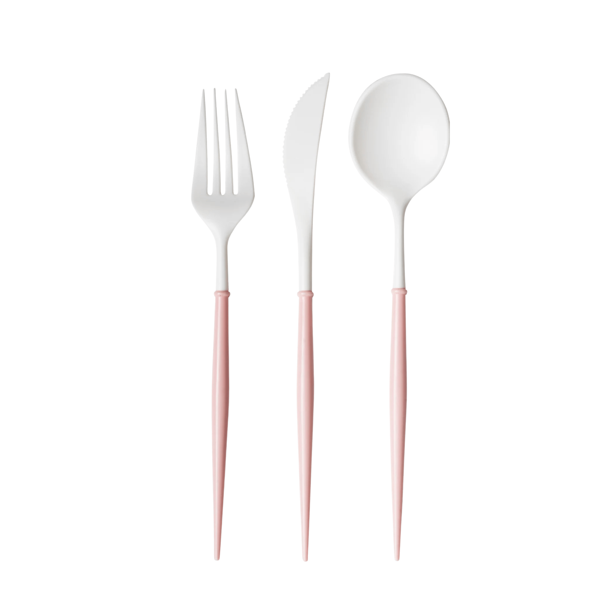 BASHES. Disposable Cutlery Modern Cutlery Set (White/Light Pink)