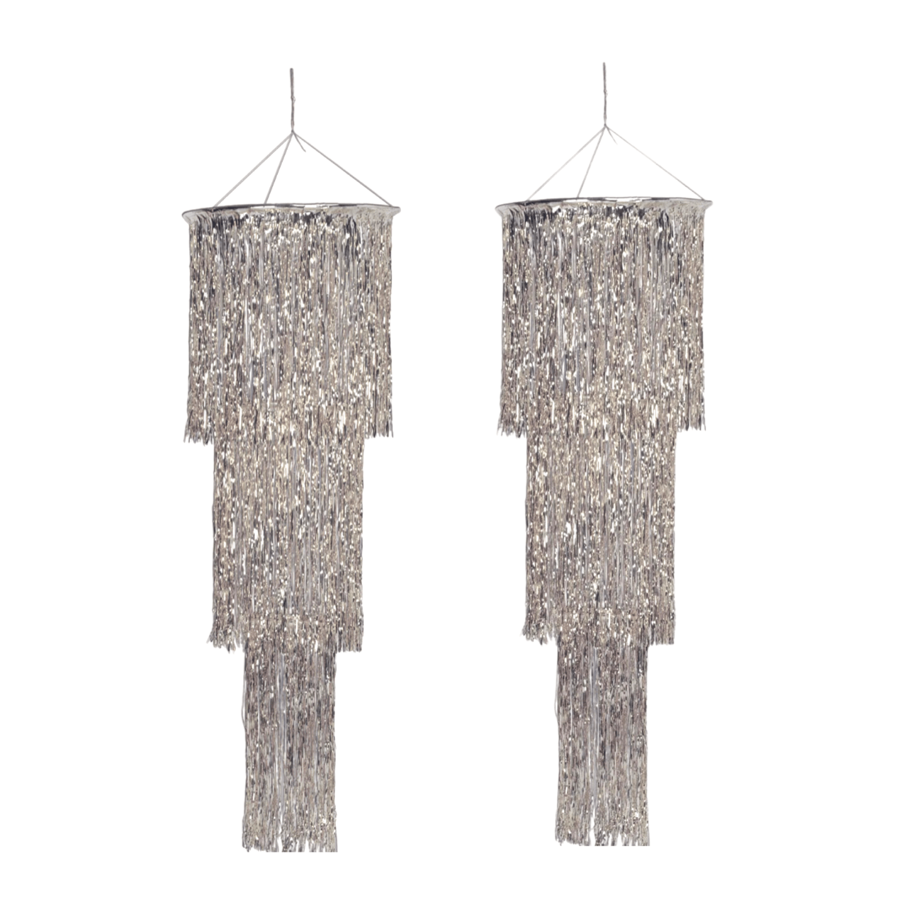 BASHES. Fringe Curtain Silver Fringe Chandelier Set