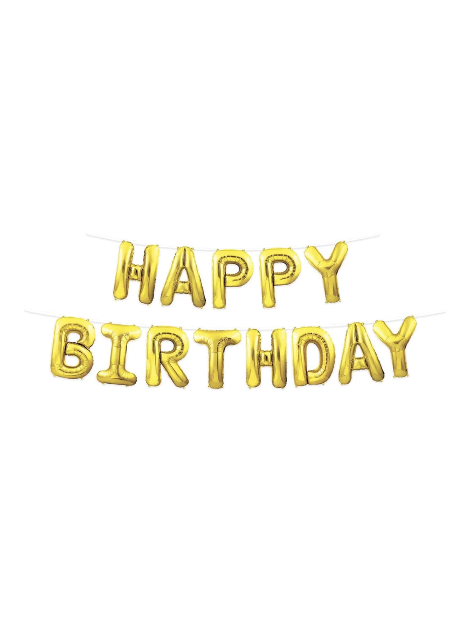 BASHES. Gold Birthday Balloon Banner