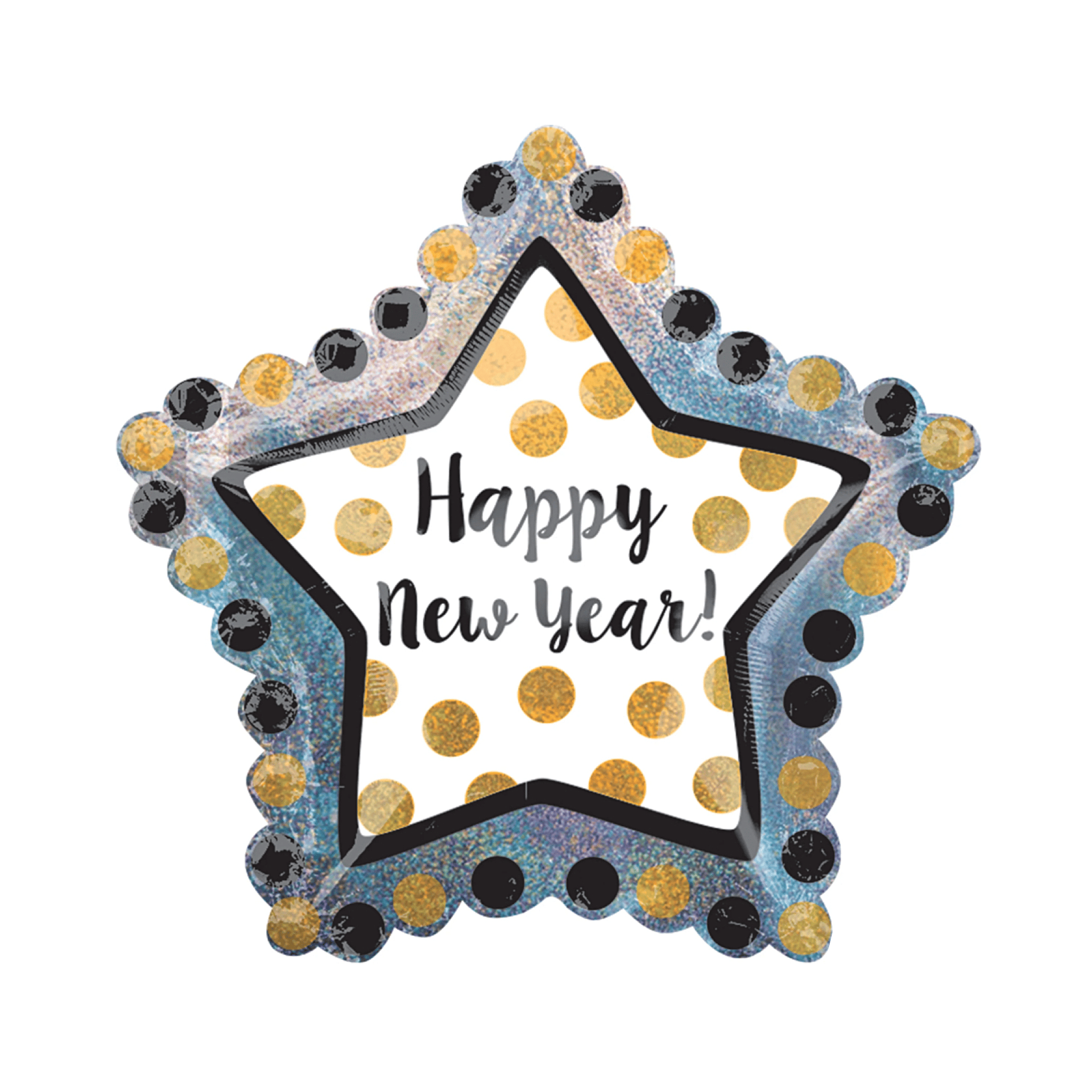 BASHES. Holographic Happy New Year Star Balloon