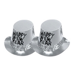 BASHES. Party Hat Silver Metallic Top Hat Duo