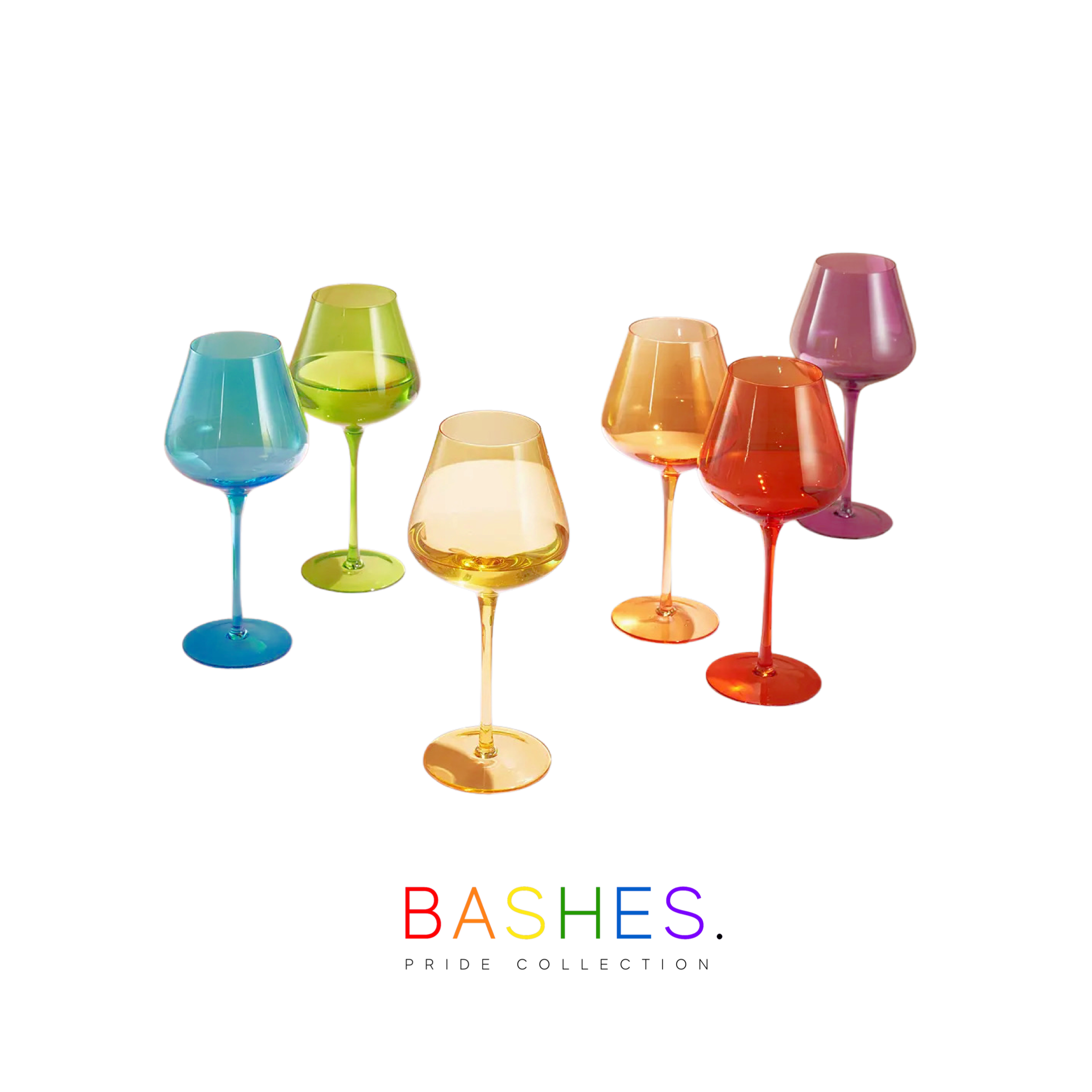 BASHES. Pride Rainbow Color Wine Glasses (Set of 6)