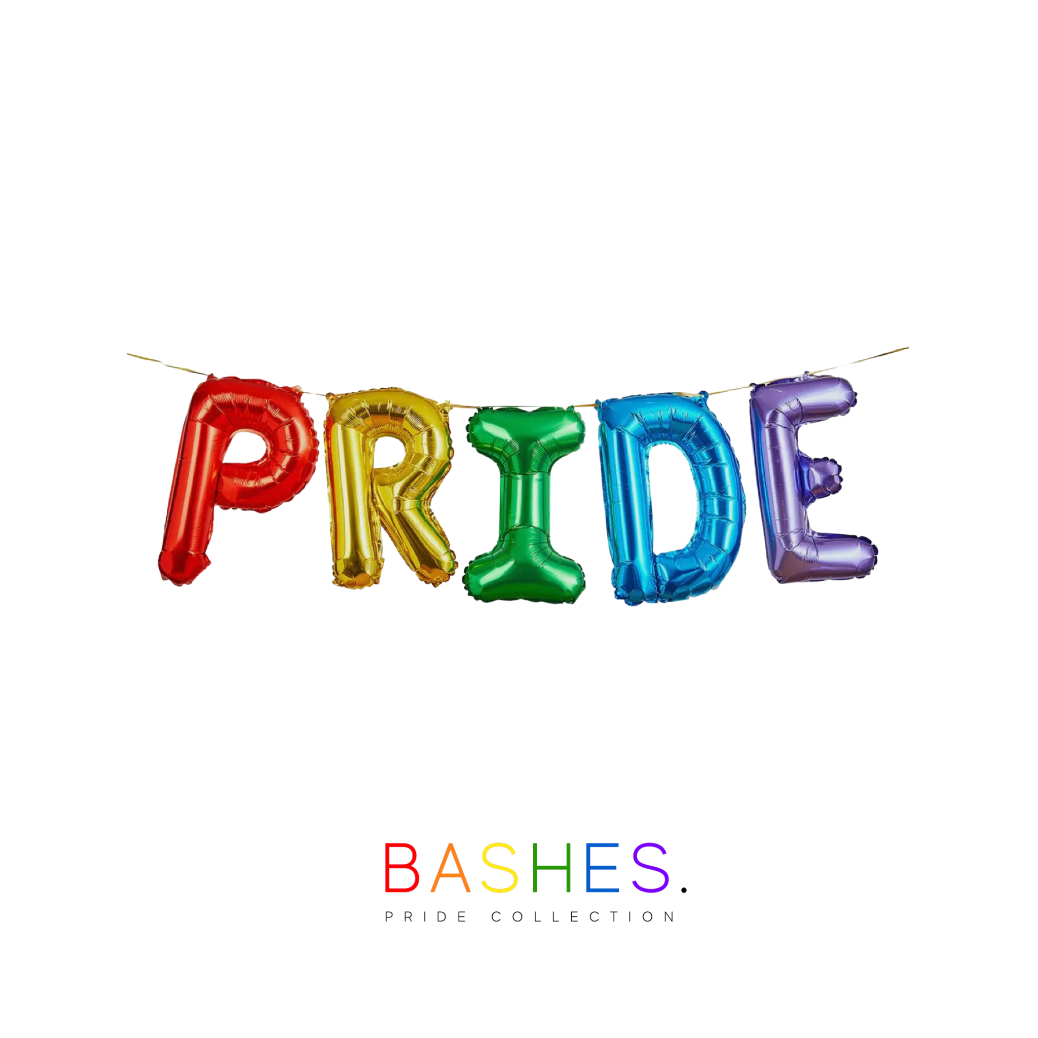 BASHES. Rainbow 'PRIDE' Letter Balloon Set