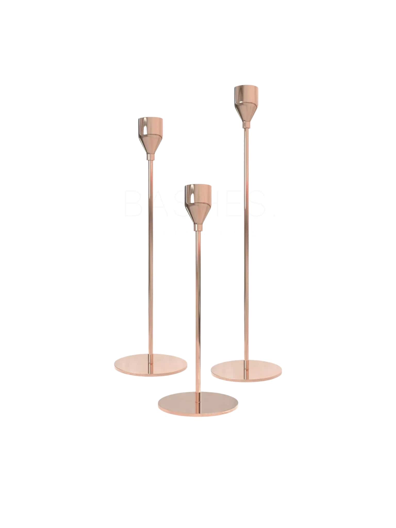 BASHES. Rose Gold Taper Candle Holder Set