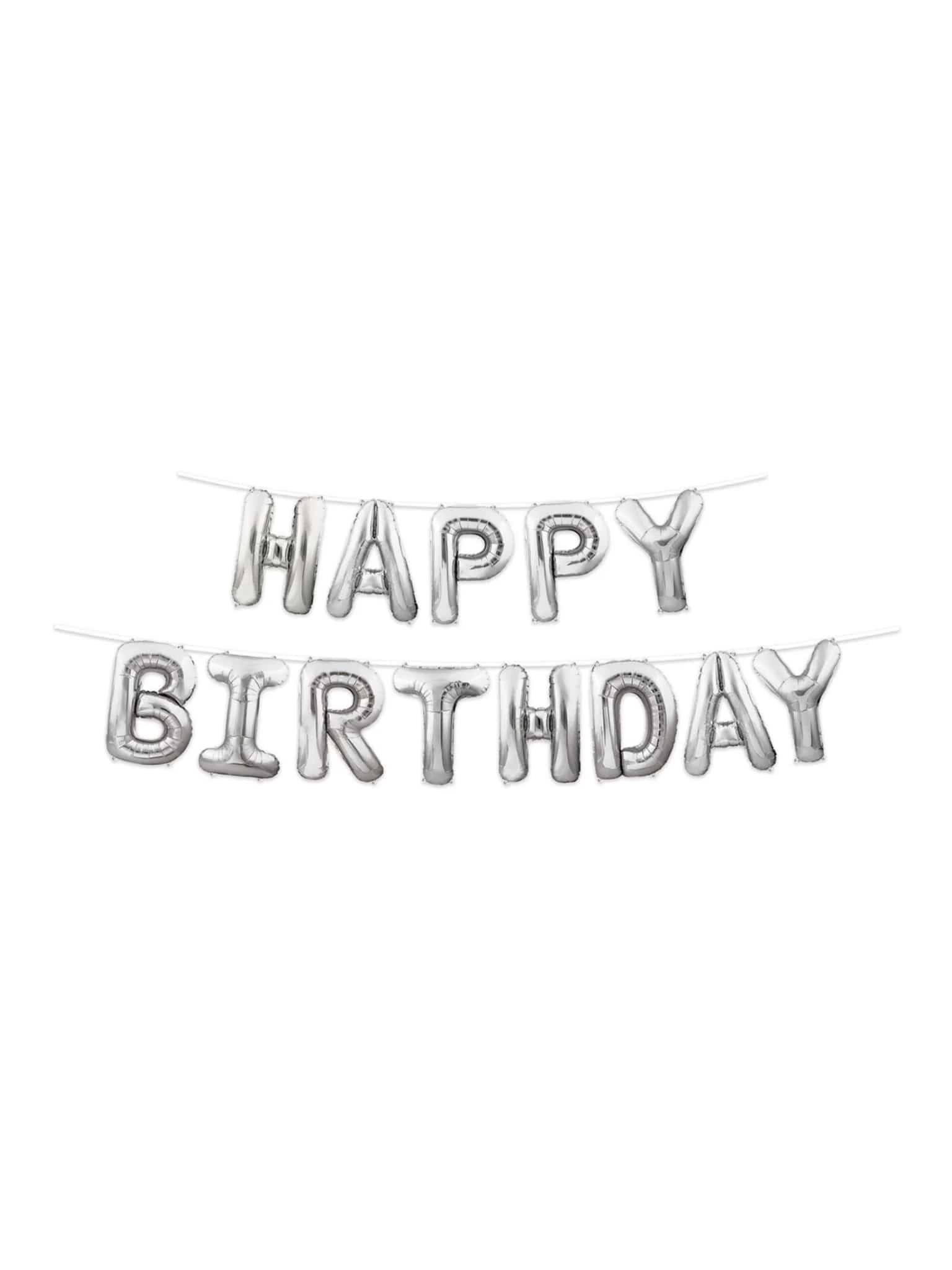 BASHES. Silver Birthday Balloon Banner