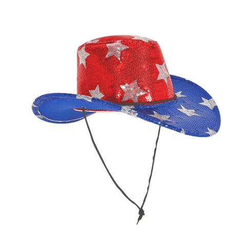 Bestile Party Hats Sequined Patriotic Cowboy Hat