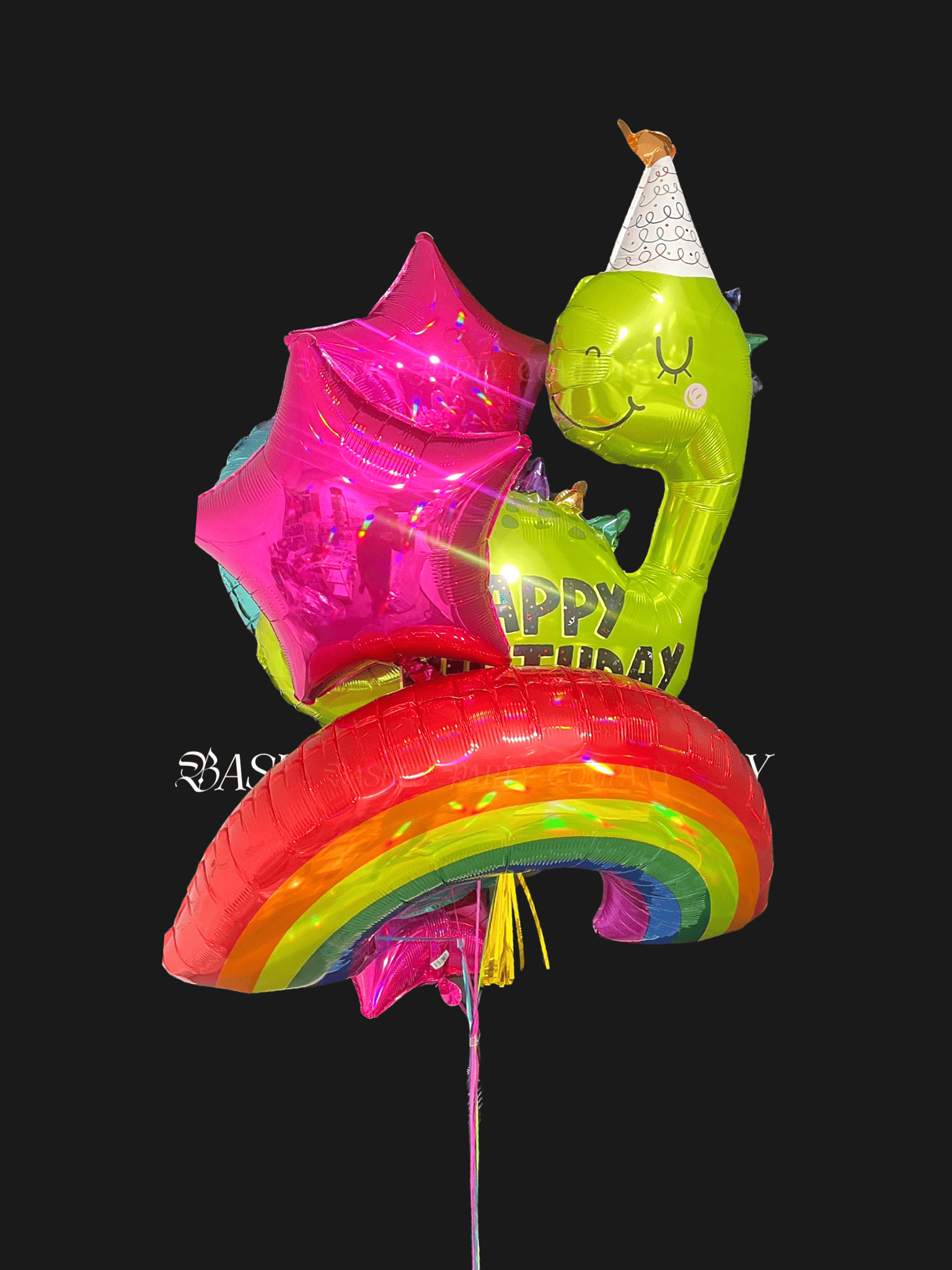 BASHES. Signature Chrome Dino Birthday Balloon Set BASHES Party Company