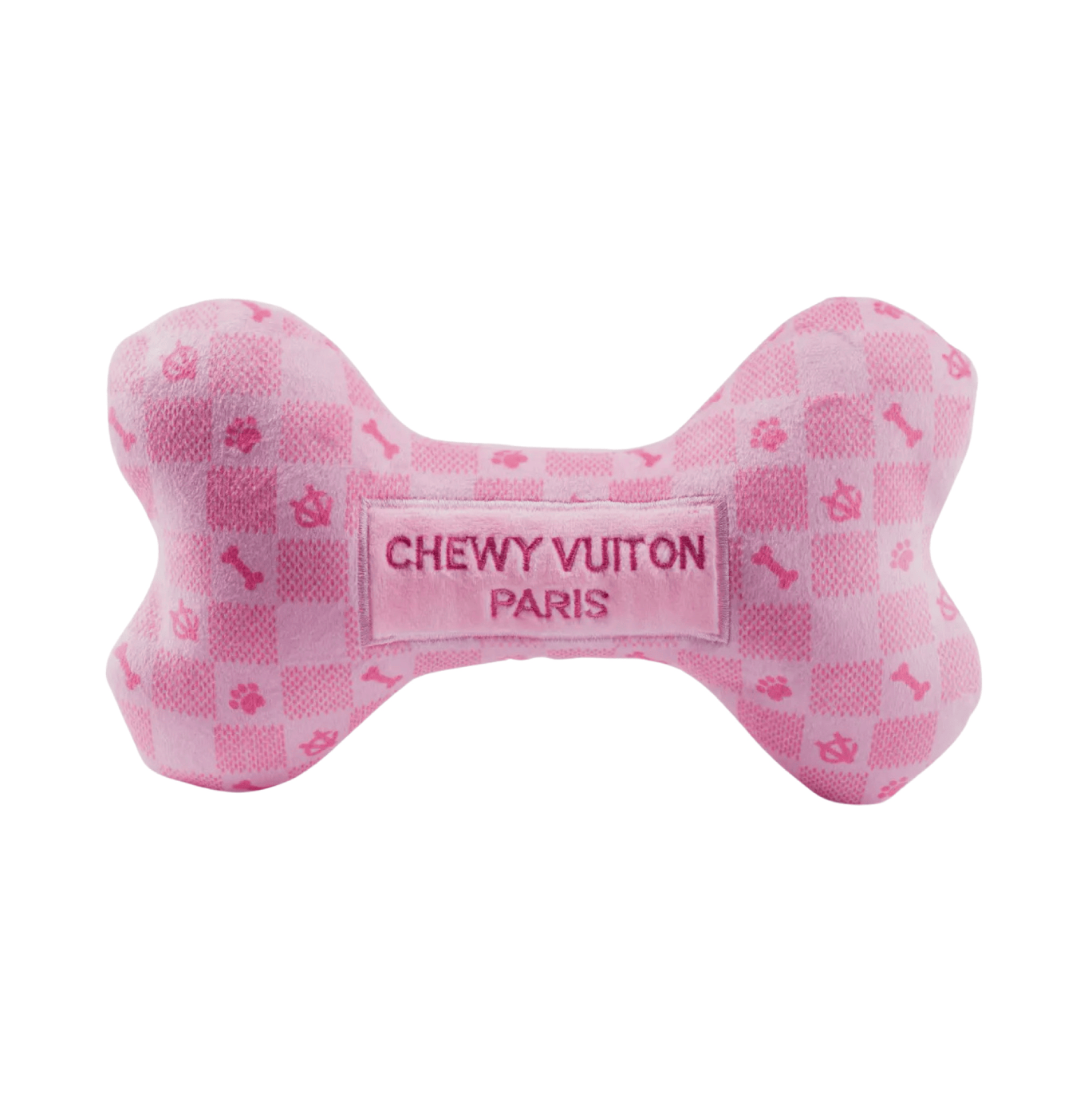 Haute Diggity Dog Dog Toy PRE ORDER - Pink Checkered Chewy Vuiton Bone by Haute Diggity Dog