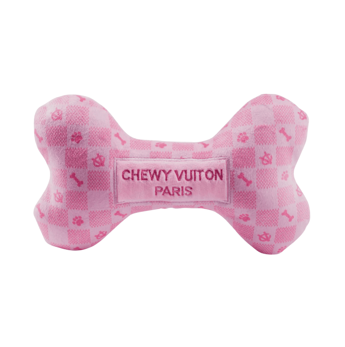Haute Diggity Dog Dog Toy PRE ORDER - Pink Checkered Chewy Vuiton Bone by Haute Diggity Dog