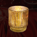 Kate Aspen Ribbed Gold Glass Votive Candle Holder