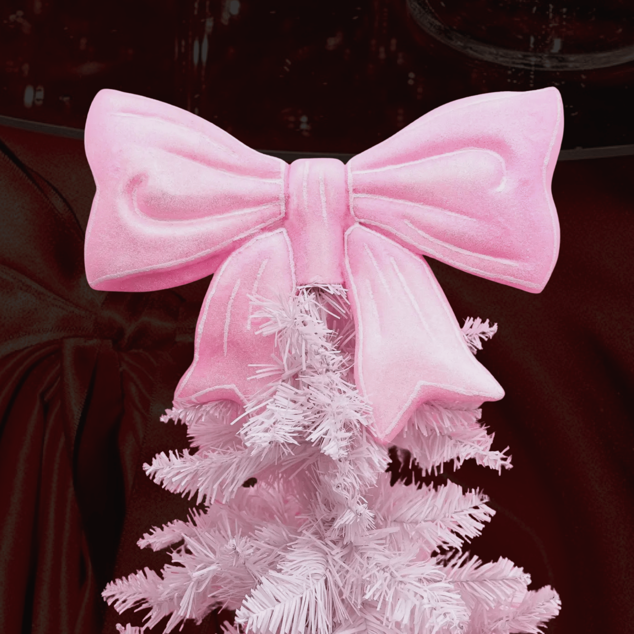 Rock Paper Scissors Pink Glitter Bow Christmas Tree Topper