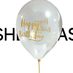 BASHES. Balloons Clear Happy Birthday Printed Mini Latex Balloon Set