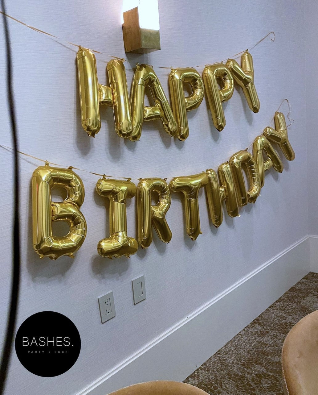 BASHES. Balloons Happy Birthday Letter Balloon Set (Gold)