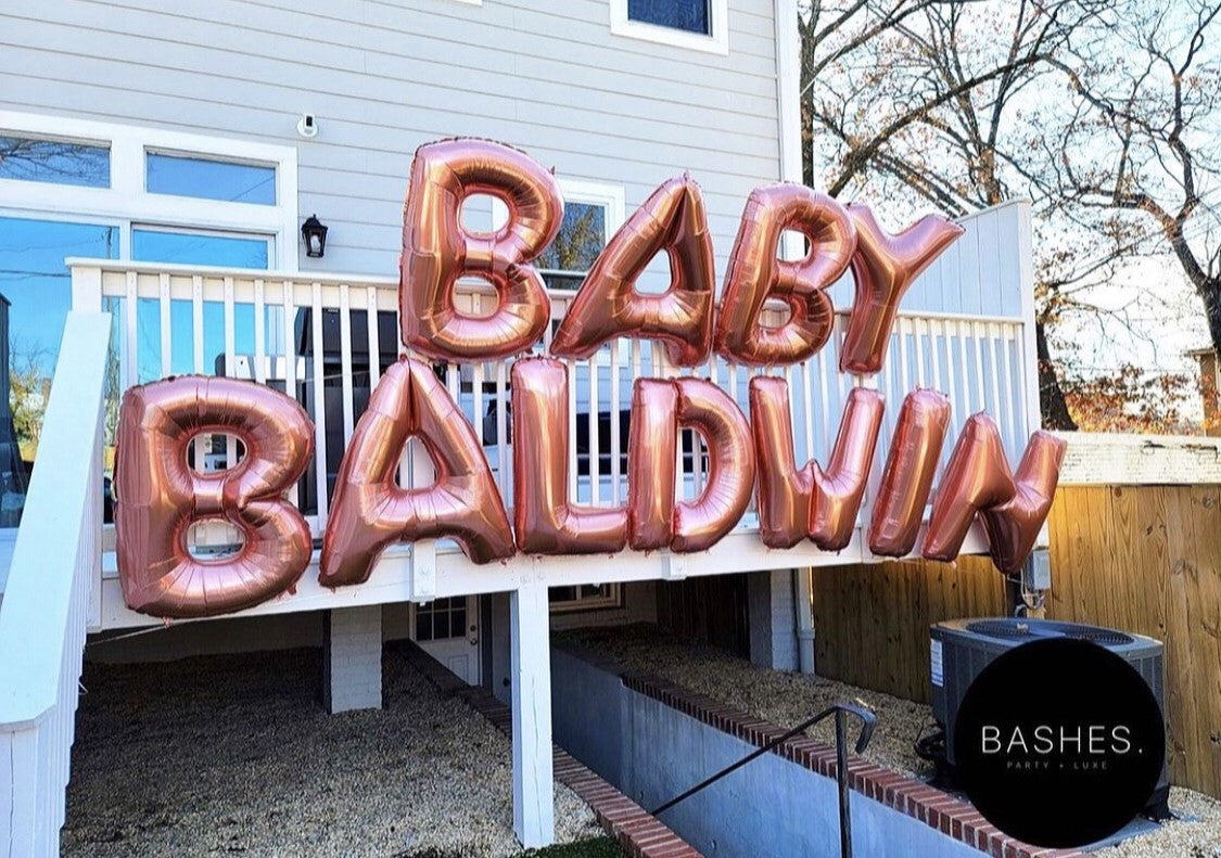 BASHES. Balloons Rose Gold Oversized Letter Balloon