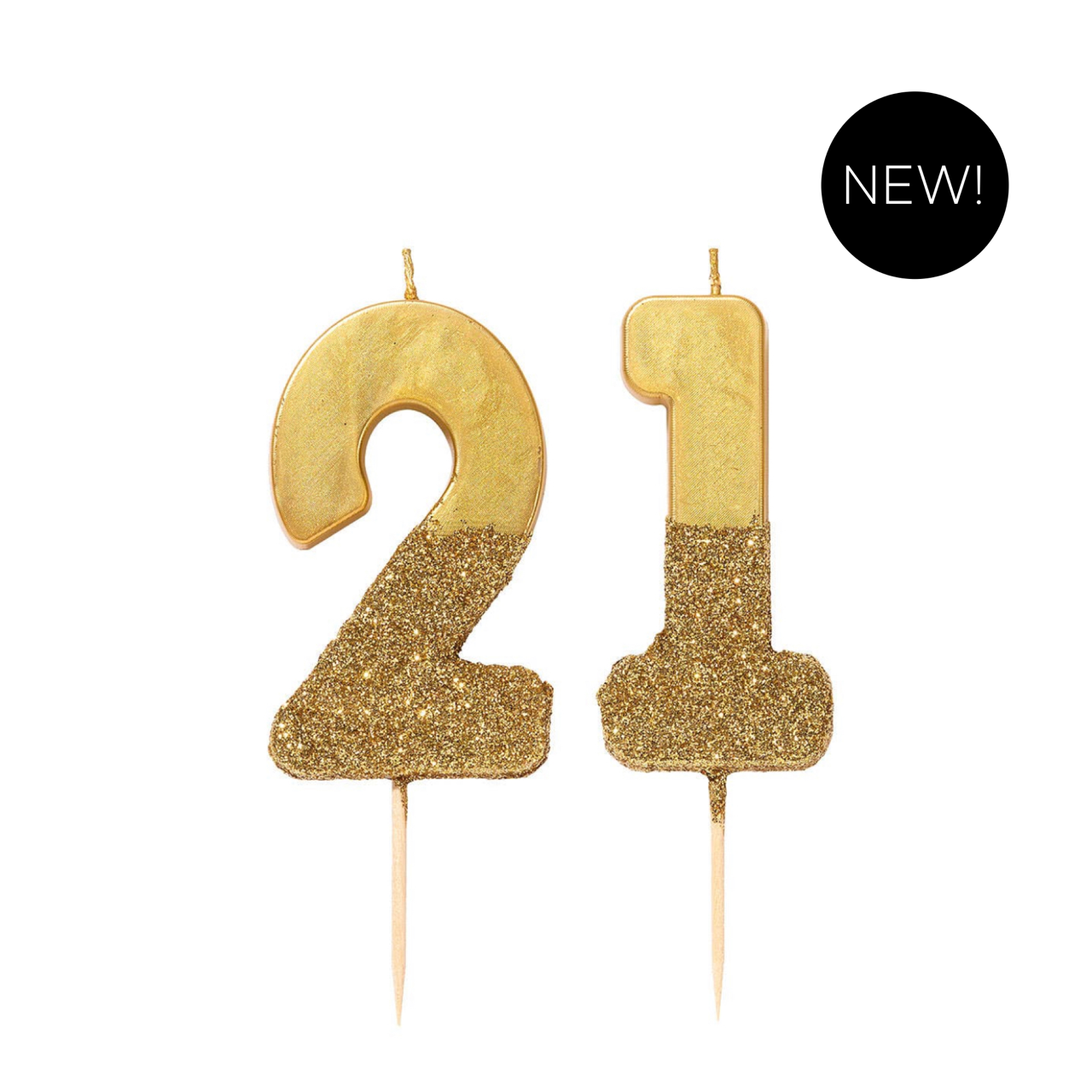 BASHES. Birthday Candles Gold Glitter Number Candle