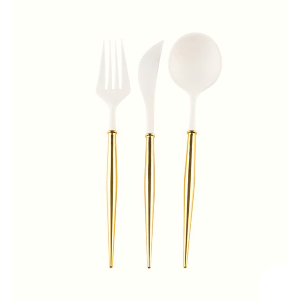 BASHES. Cocktail Decorations High Definition Cutlery Set (White and Gold)