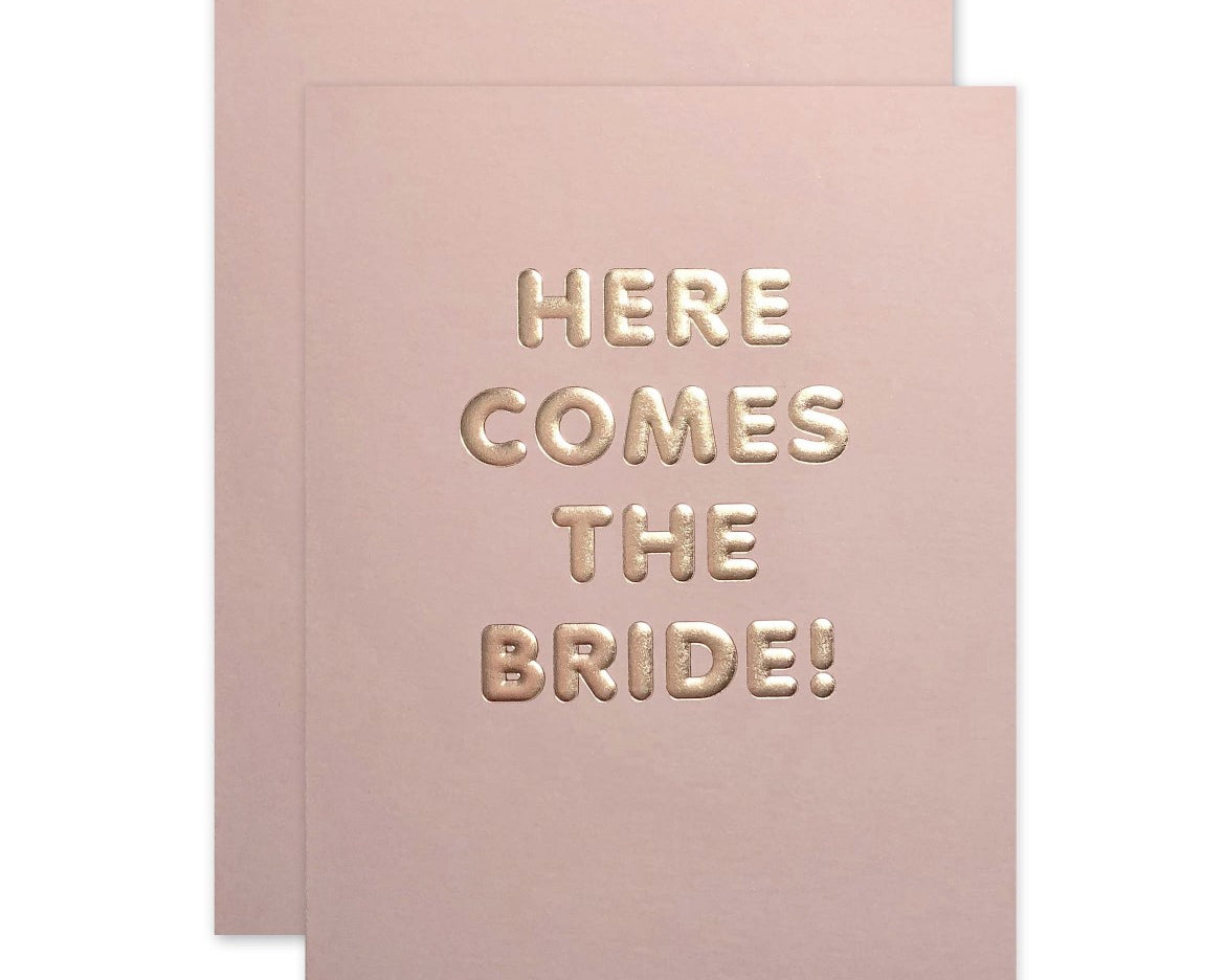 BASHES. Greeting & Note Cards Here Comes The Bride Card - Engagement/Wedding