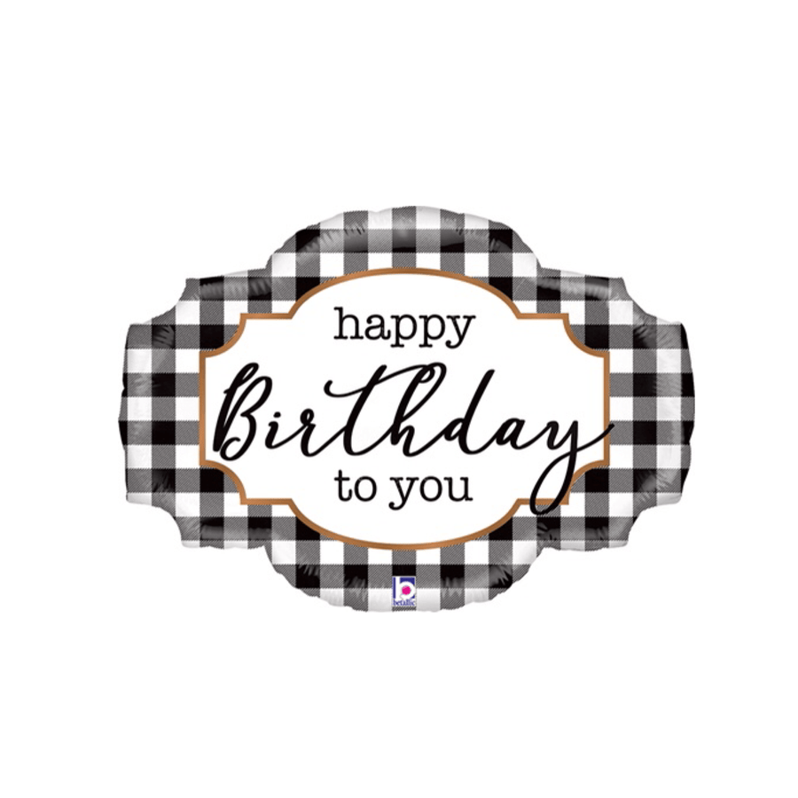 BASHES. Plaid Happy Birthday Balloon Set