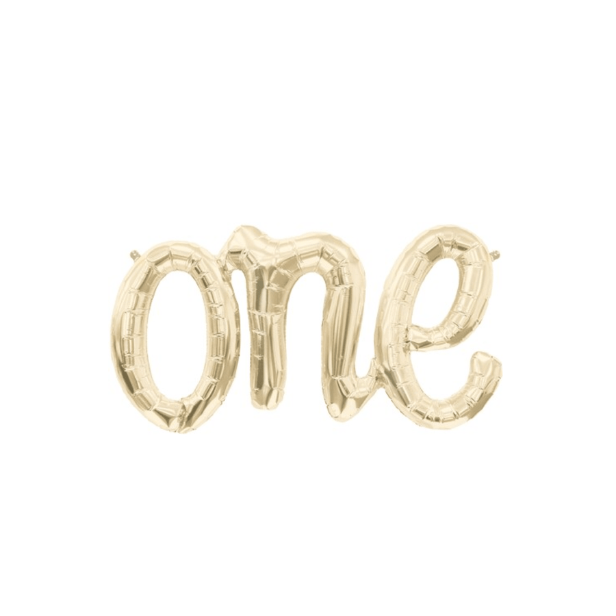 BASHESDC Balloon White Gold 'ONE' Script Balloon